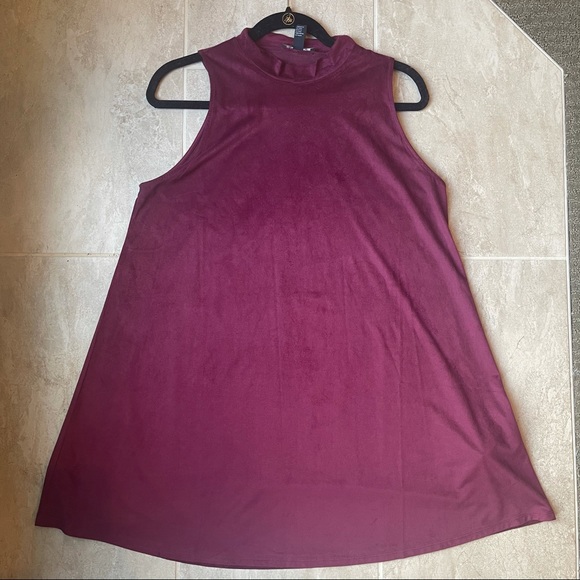 Forever 21 burgundy suede/velvet mini dress - Picture 3 of 14
